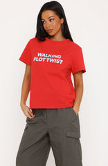 Walking Plot Twist Tee Red