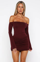 Sweet Provence Long Sleeve Mini Dress Port