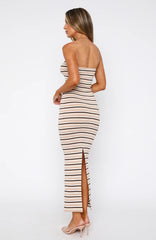 New Vibrations Strapless Maxi Dress Brown