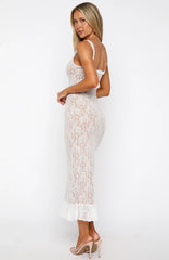 Stand For Something Lace Midi Dress White