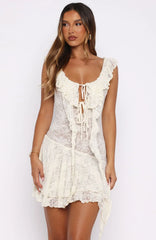 Always Us Lace Mini Dress Off White
