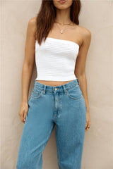Divinity Strapless Crop Top White