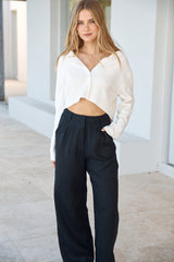 Riviera Bliss Linen Pants Black