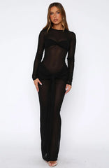 Super Love Long Sleeve Maxi Dress Black