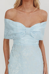 Fairytales Off-Shoulder Jacquard Maxi Dress Blue