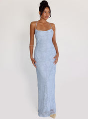 Celena Maxi Dress Blue Burnout