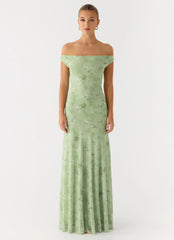 Wasting Time Maxi Dress - Blurred Lime