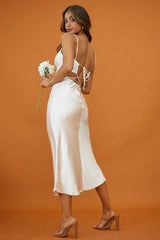 City Lights Cut-Out Waist Strappy Back Midi Dress Champagne