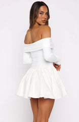 Big Reveal Long Sleeve Mini Dress Off White