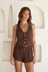 For The Sun Woven Shorts Brown