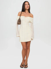 Colettie Long Sleeve Mini Dress Cream