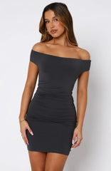 Never Surrender Strapless Mini Dress Charcoal