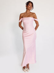 Azura Off The Shoulder Maxi Dress Pink