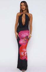 Dancing In Ibiza Maxi Dress Fuchsia Bloom