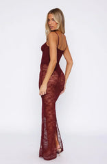 In The Atmosphere Lace Dress Wine
