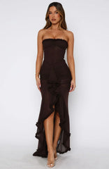 Still Got It Mesh Maxi Dress Chocolate