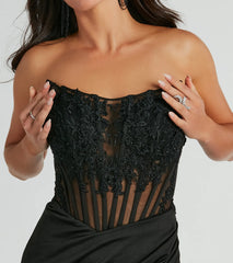 Shayla Strapless Corset Lace Formal Dress