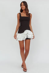 Romantic Layered Frill Mini Dress Black