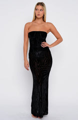 Running The Show Strapless Maxi Dress Black