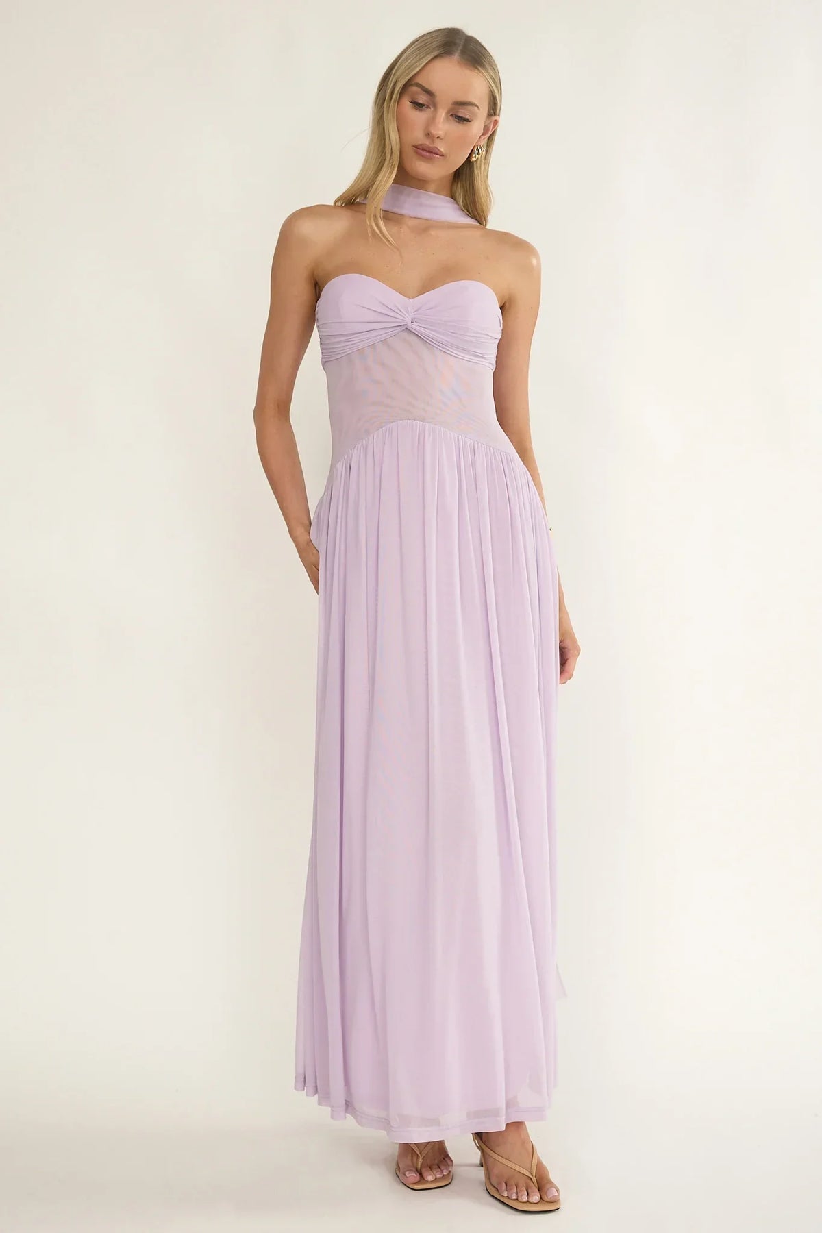 Annita Sheer Waist Maxi Dress Lilac