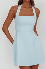 Hendrix Halterneck A-Line Mini Dress Blue