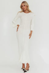 Wrenna Bell Sleeve Knit Maxi Dress White