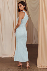 Lingering Love One-Shoulder Twist Midi Dress Baby Blue