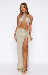 Oh So Golden Maxi Dress Champagne