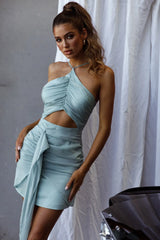 Casa Del Sol Ruched Cut-Out Dress Sage