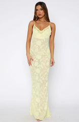 Lust For Life Embellished Trim Maxi Dress Lemon