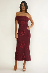 Gala One-Shoulder Maxi Dress Embellished Wine