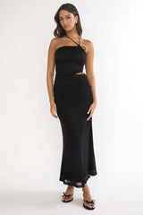 Truths Cut-Out Waist Ruched Maxi Dress Black