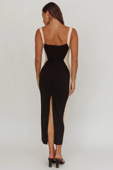Tenika Contrast Bodycon Midi Dress Black