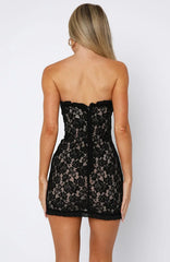 Mistress Strapless Lace Mini Dress Black