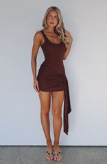 Dumping You Ribbed Mini Dress Chocolate