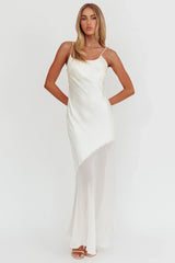 Gilded Dream Chiffon Hem Maxi Dress Oyster