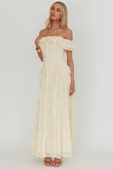 Scarlet Off-Shoulder Ruffle Trim Maxi Dress Butter