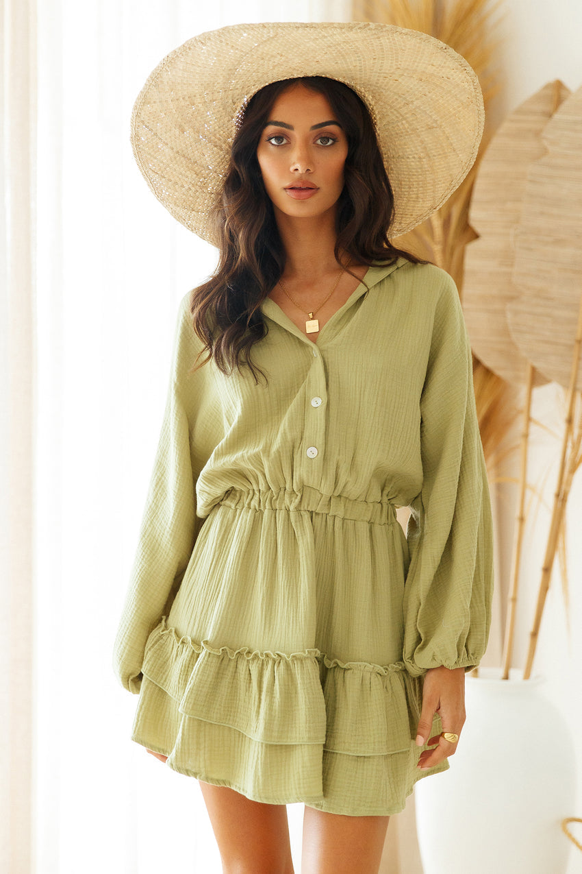 Peach Sunsets Dress Green