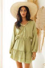 Peach Sunsets Dress Green