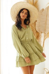 Peach Sunsets Dress Green