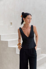Essence Of Sunlight Satin Top Black