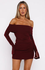 Parental Guidance Knit Mini Dress Burgundy