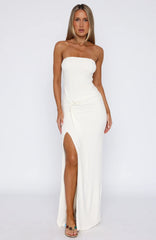 Deep In My Heart Strapless Maxi Dress White