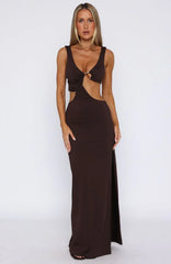 It Feels Wrong Maxi Dress Dark Chocolate