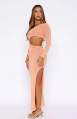 Dusk To Dawn Knit Maxi Dress Sunset Orange