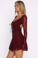 With Every Heart Beat Mini Dress Burgundy