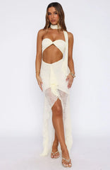 Inner Goddess Lace Maxi Dress Lemon