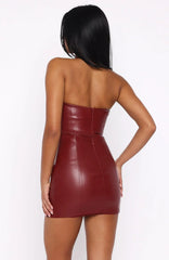 Nothing Personal Pu Mini Dress Deep Red