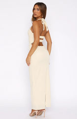 Counting On It Halter Maxi Dress Cream