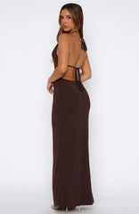 Set It Straight Halter Maxi Dress Chocolate